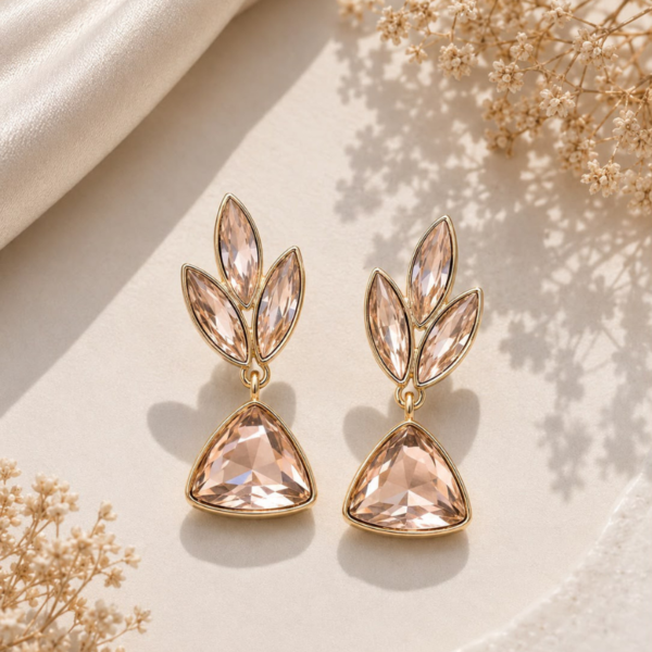 Elegant Rose Gold Crystal Drop Earrings